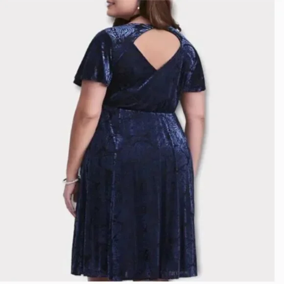 Torrid Blue Velvet Burnout Dress (1319) - Picture 2 of 11